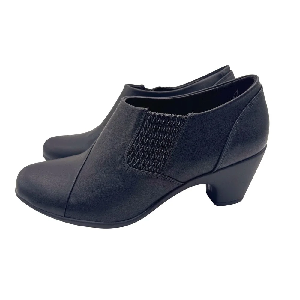 Black Rivet 7 Black Ankle Booties‎ Women's Tira Block Heel Elastic Gore